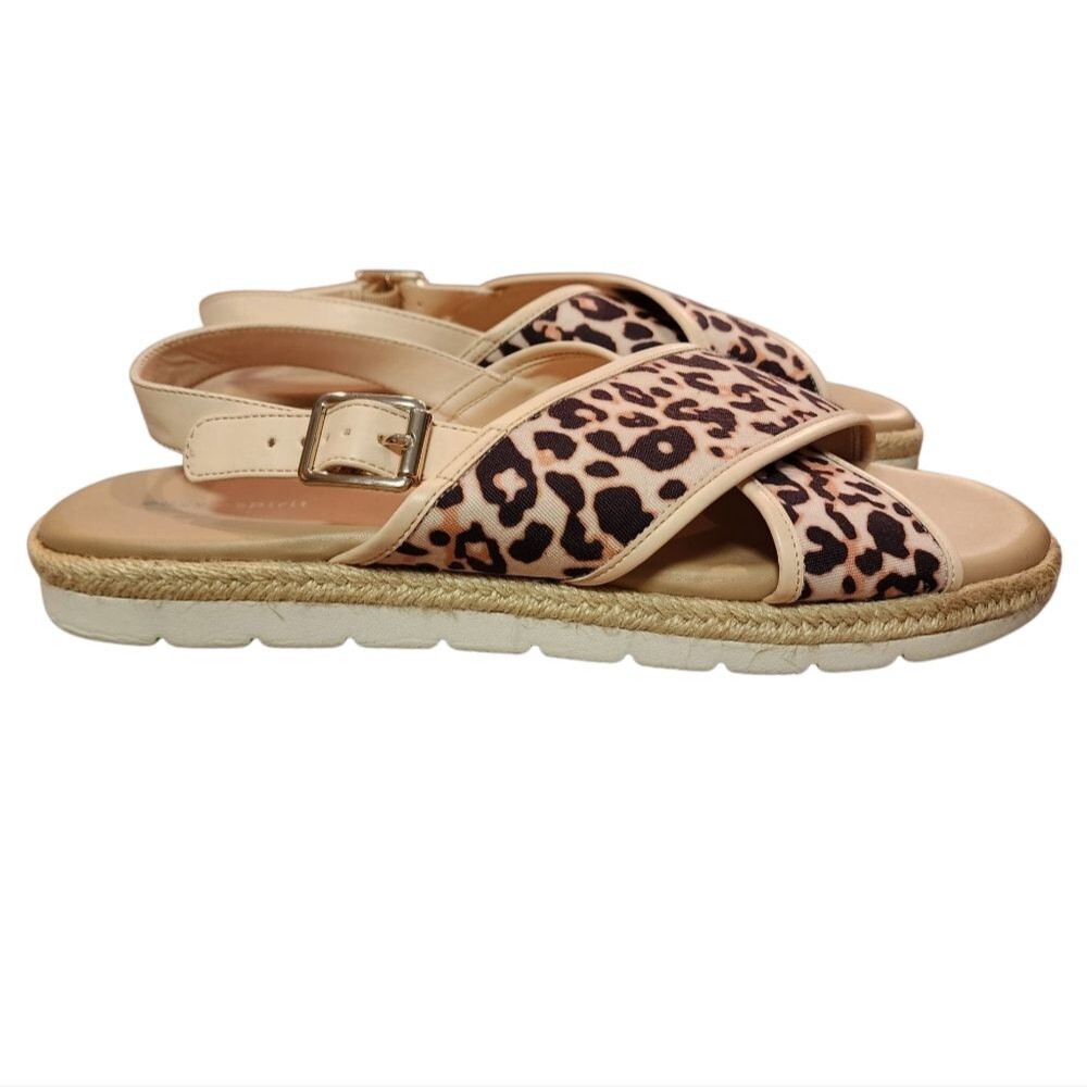 Easy Spirit Leopard Animal Print Criss Cross Slingback Sandals Women12M Casual - Picture 3 of 12